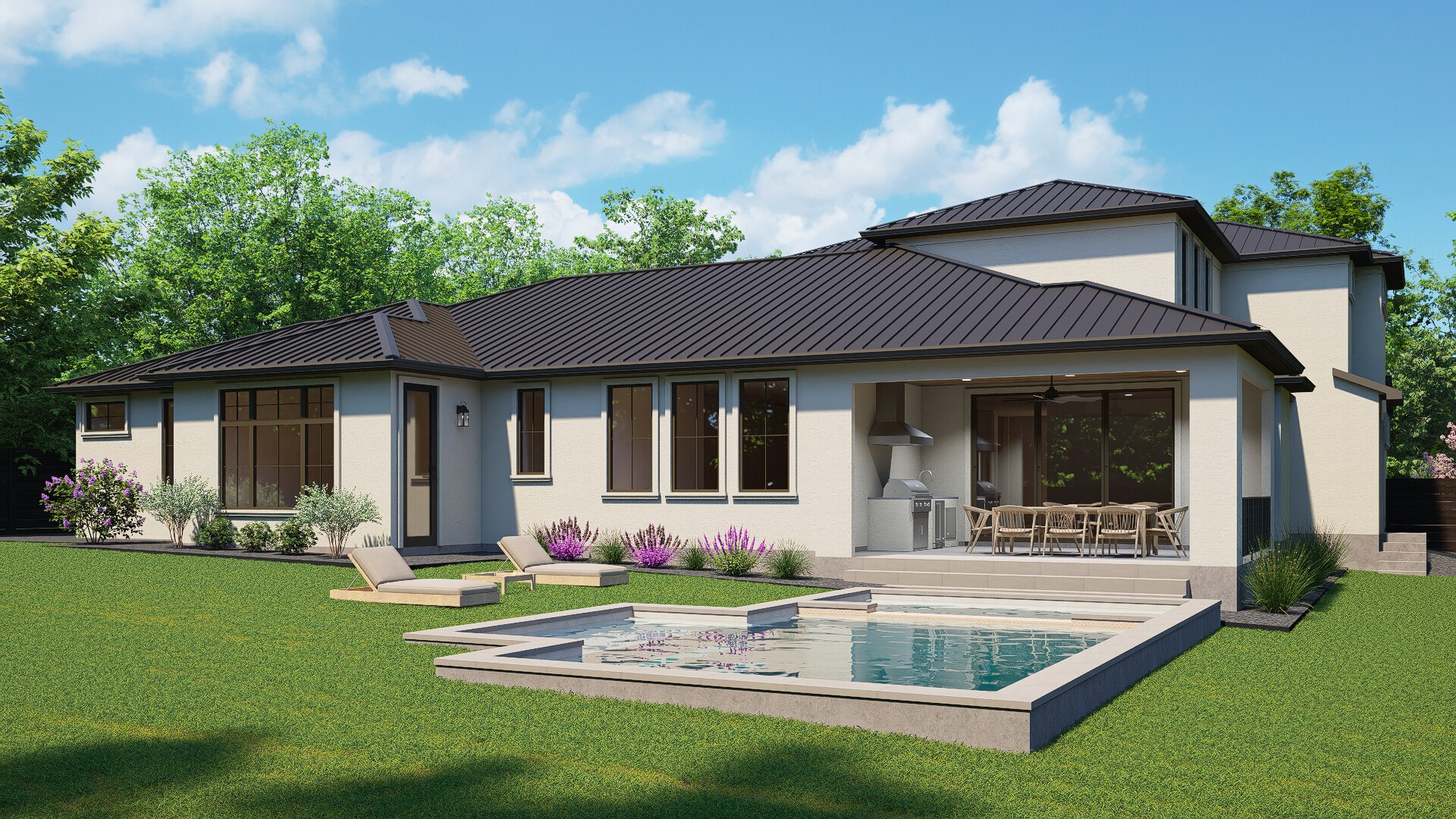 Rear Exterior and Pool Rendering